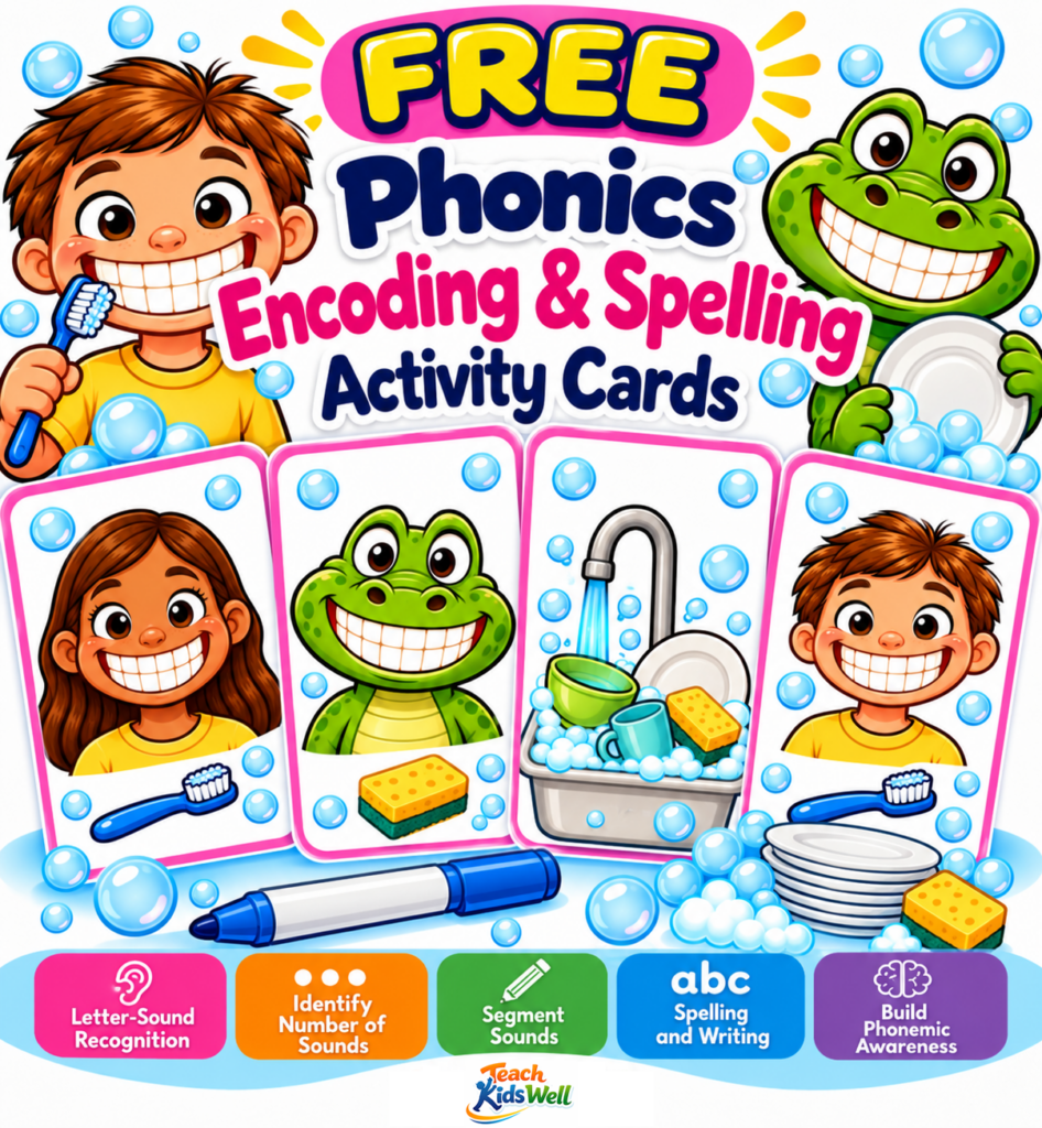 Free Phonics Encoding and Spelling Wipe-Off Activity Cards