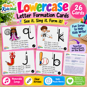 Teach young students proper letter formation with these teacher/student activity cards