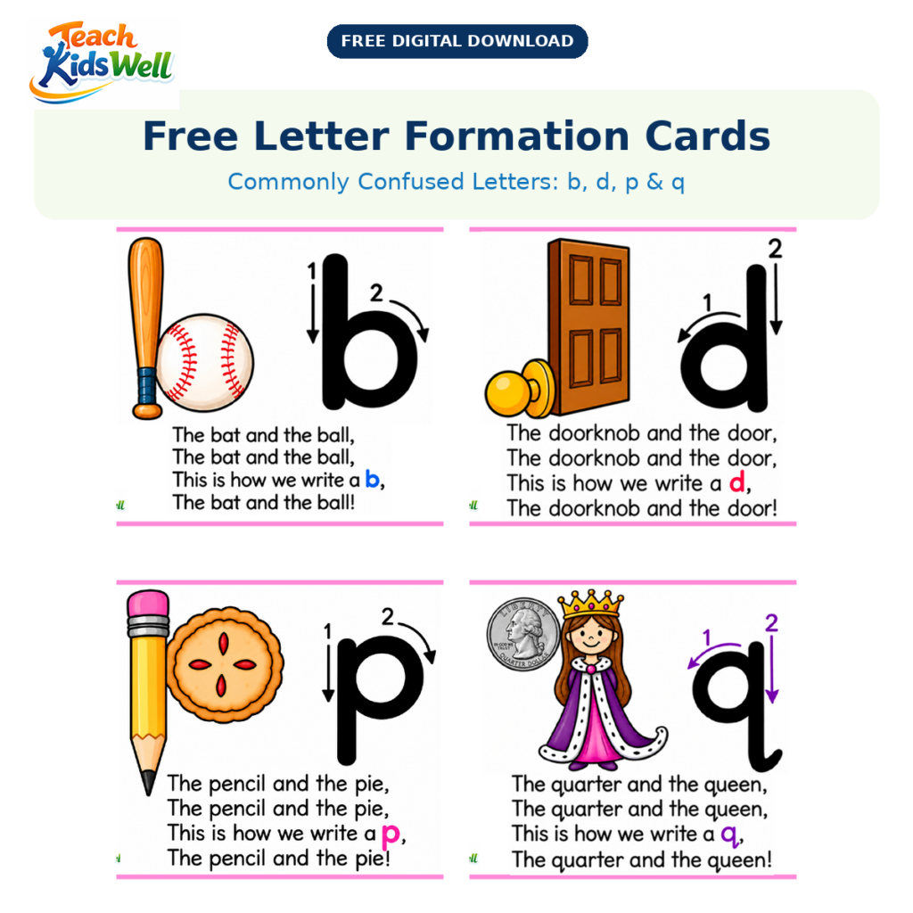 Teach Kids Well - Letter Formation - b, d, p, q