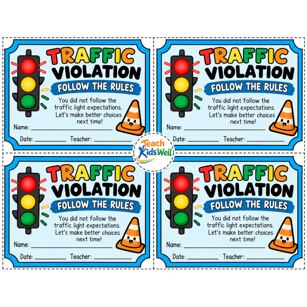 Traffic Violation Classroom Management Tickets (goes great with Traffic Light product)